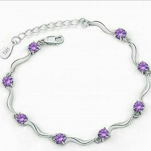 🎀Purple CZ .925 Plated Twisted Link Bracelet